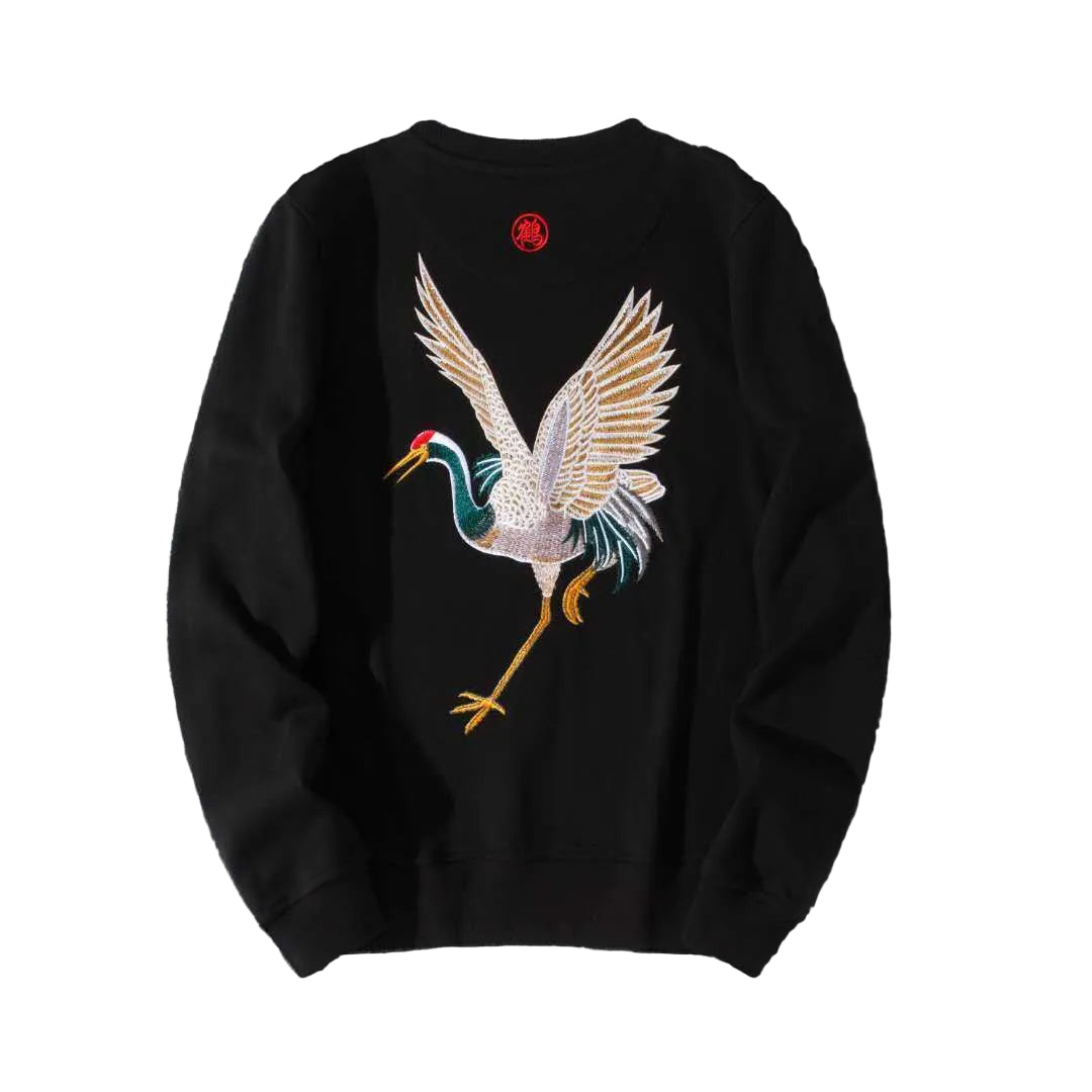 Crane Embroidered Sweater