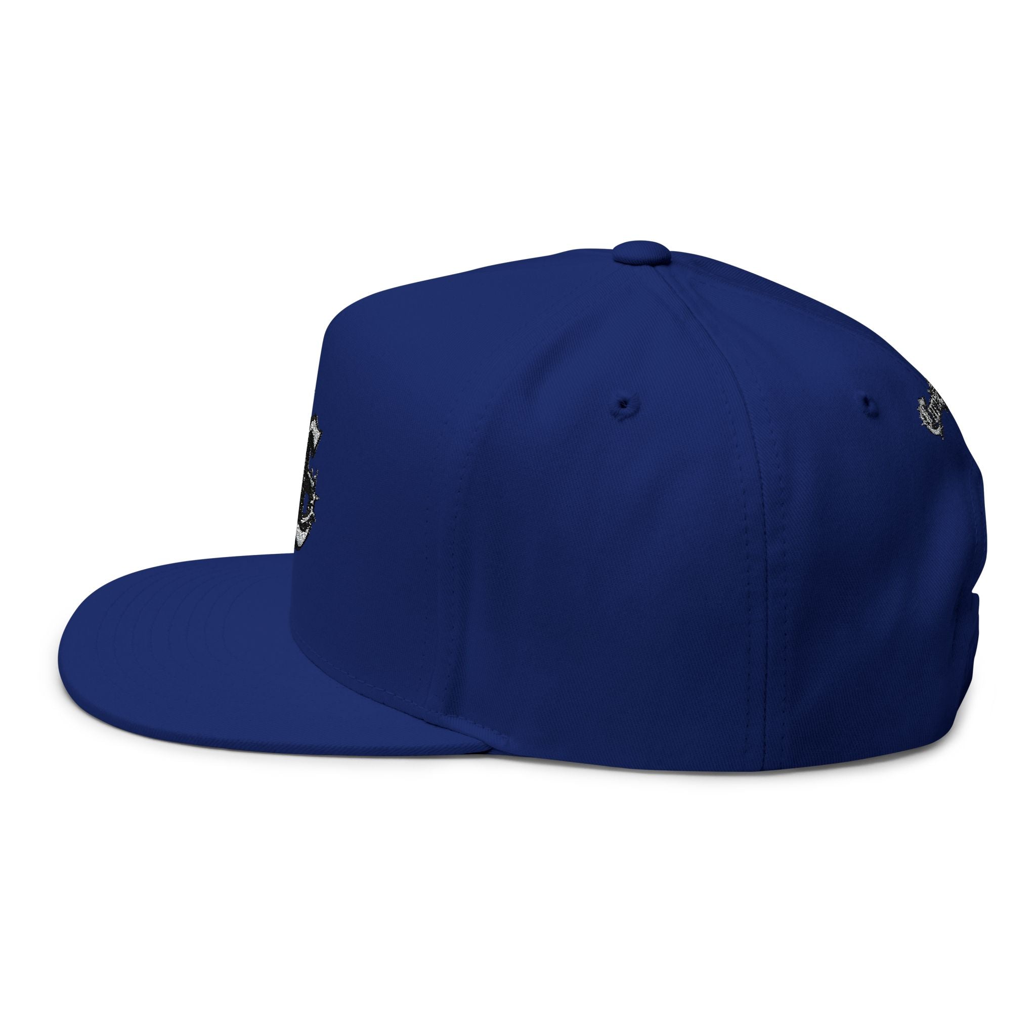 Gorra plana CurioCorner Gothic CC Monogram — Snapback bordada estilo urbano