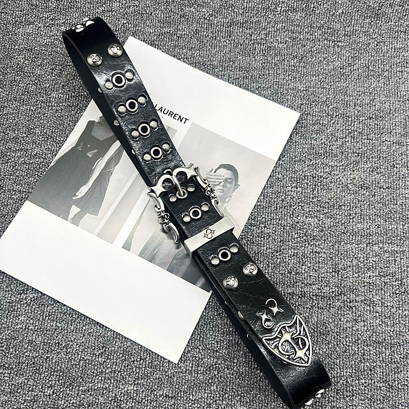 Dual Studded Belt - Black & White