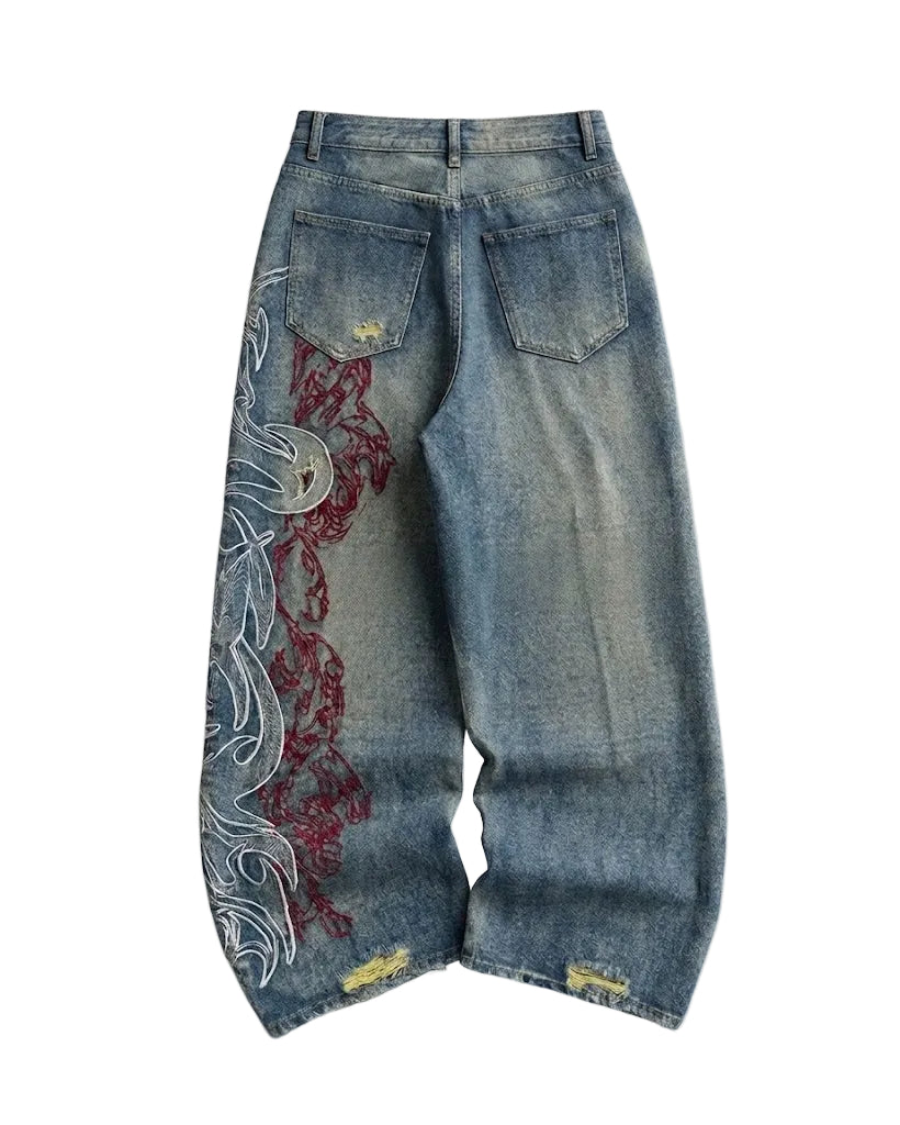 Gravewash Wide-Leg Denim