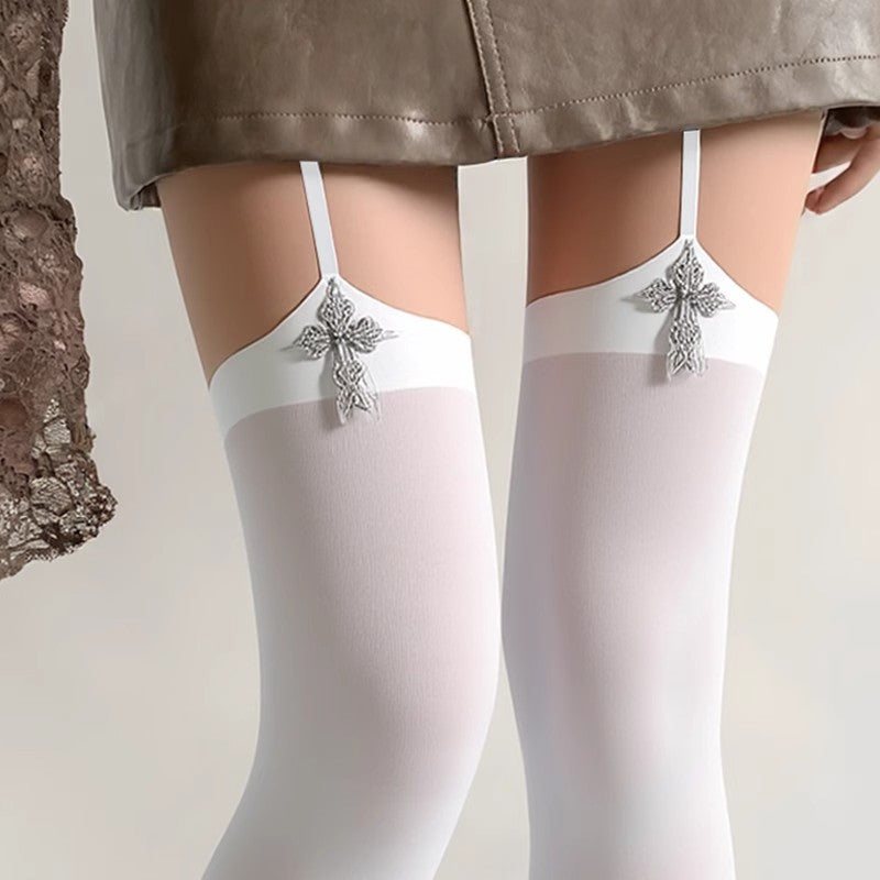 Dark Cross Gothic Thigh-High Stockings