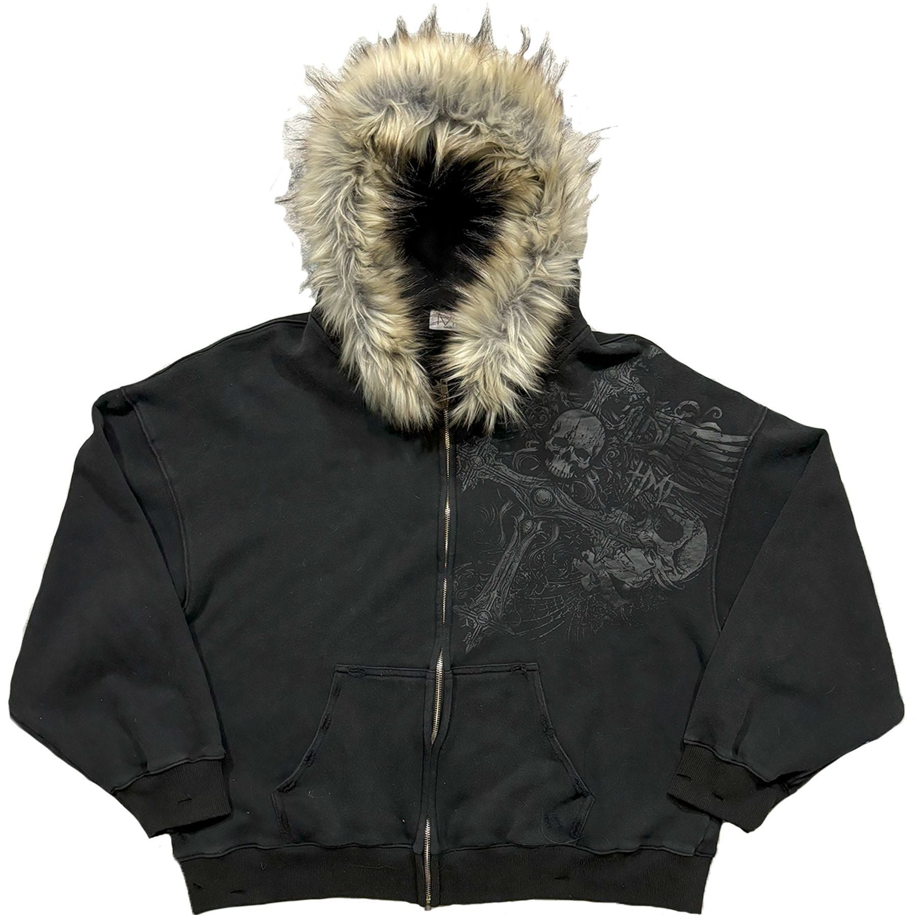 Y2K Faux Fur Hood Zip-Up Hoodie