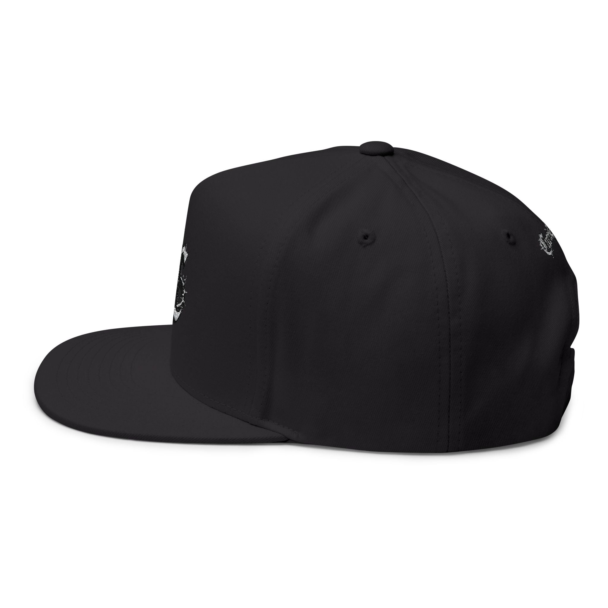 Gorra plana CurioCorner Gothic CC Monogram — Snapback bordada estilo urbano