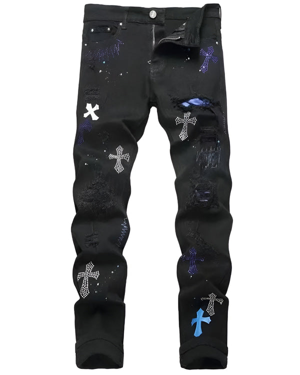 Crucifix Archive Rhinestone Jeans