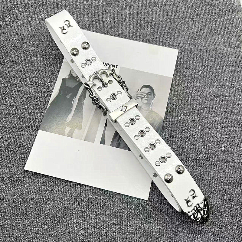 Dual Studded Belt - Black & White