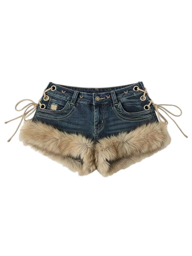 Luxe Retro Rabbit Denim Shorts