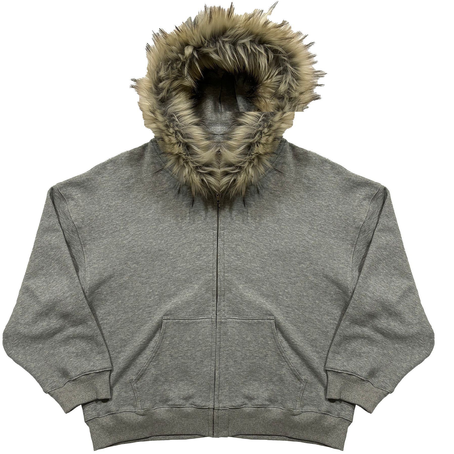 Y2K Faux Fur Hood Zip-Up Hoodie